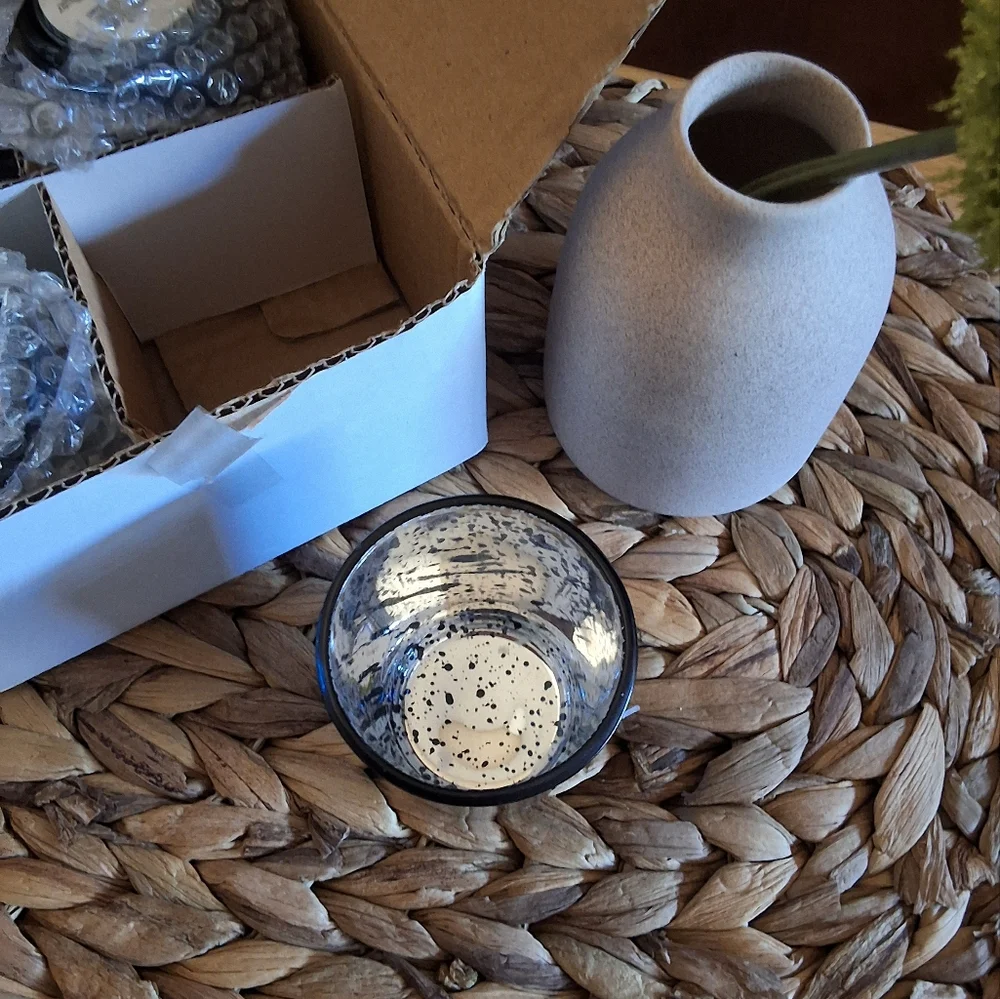 BNIB KATE ASPEN Set Of 4 Elegant Blue and Gold Candle Holder - Picture 3 of 11